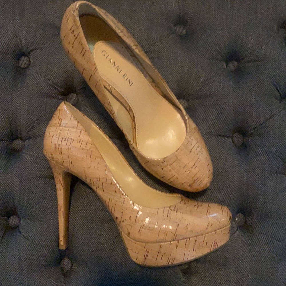 Gianni Bini platform stilettos in natural cork